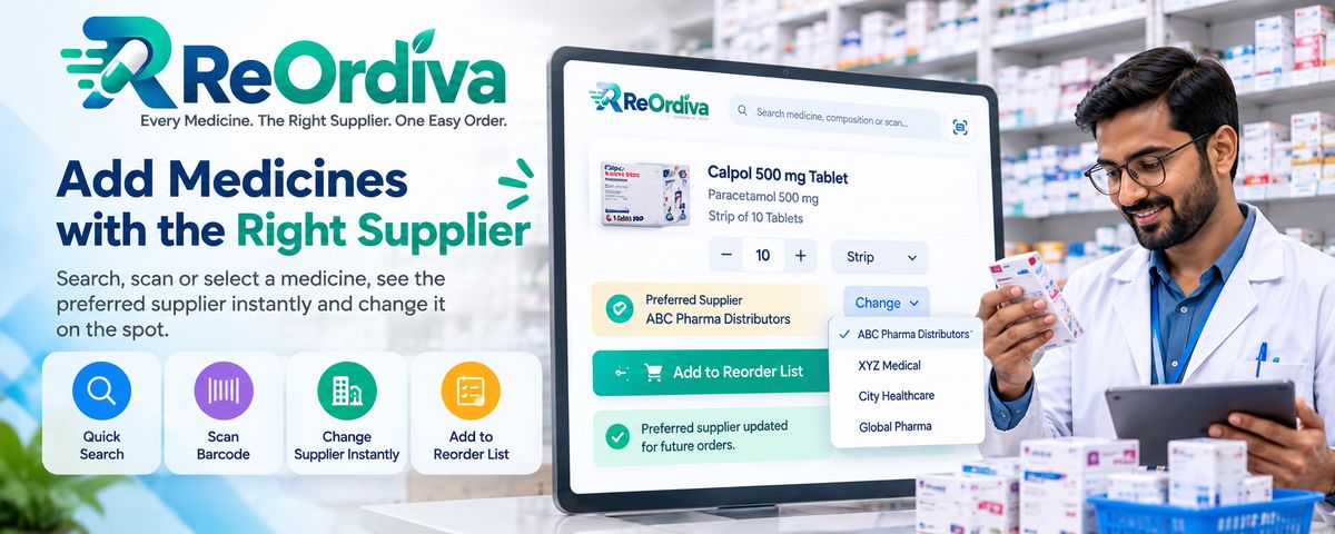 Smart pharmacy ordering made easy — search, scan and change supplier instantly